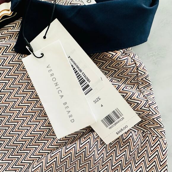 Veronica Beard Mesika Whitestone Maxi Dress Size 4 NEW Silk Chevron $698 - Picture 5 of 5